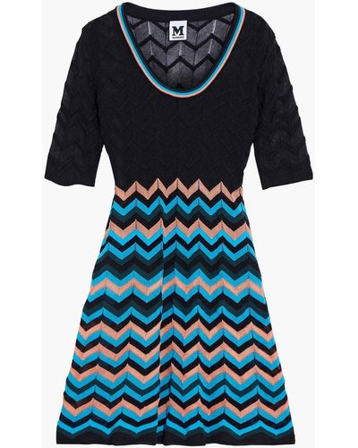 M Missoni Crochet-knit Cotton-blend Mini Dress - Black