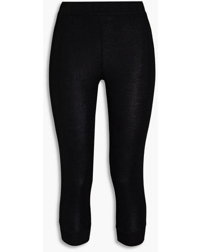 Ba&sh Cropped Stretch-modal leggings - Black