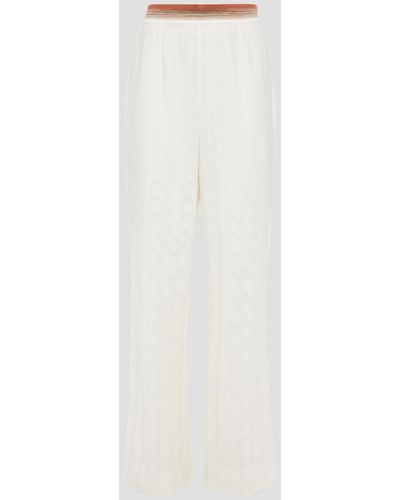 Missoni Jacquard-knit Wool-blend Straight-leg Pants - White
