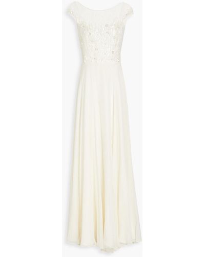 Jenny Packham Embellished Tulle And Silk-chiffon Bridal Gown - White
