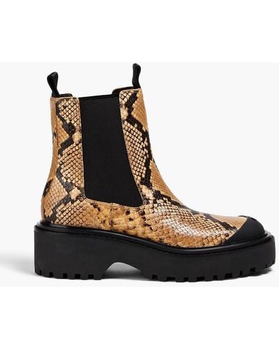 Tory Burch Snake-effect Leather Chelsea Boots - Black