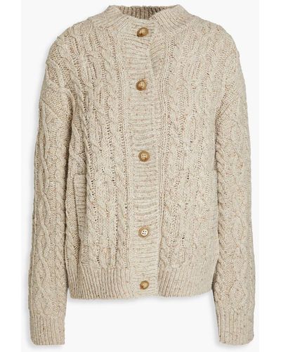 RE/DONE Mélange Cable-knit Wool-blend Cardigan - White