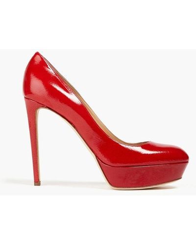 Sergio Rossi Glossed-leather Court Shoes - Red