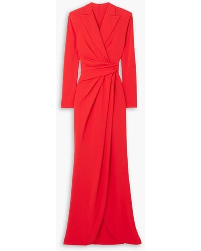 Talbot Runhof Wrap-effect Draped Crepe Gown - Red