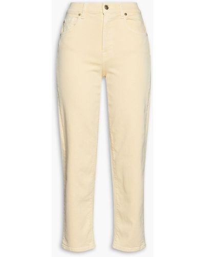 7 For All Mankind The Modern Cropped Mid-rise Straight-leg Jeans - Natural
