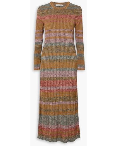 Zimmermann Luminosity Striped Space-dyed Ribbed-knit Midi Dress - Natural