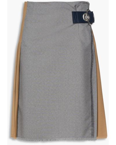 Marni Plissierter wickelrock aus wolle mit crêpe-einsatz - Grau