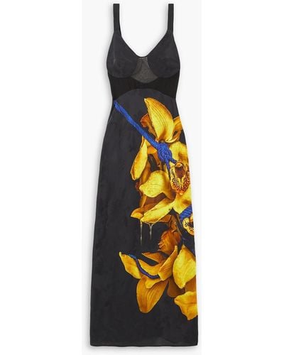 Jason Wu Printed Floral Jacquard Midi Dress - Black