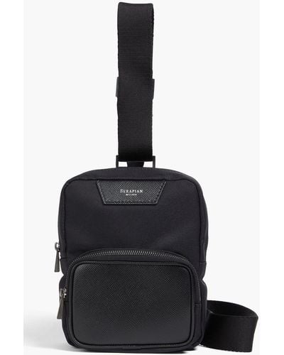 Serapian Leather-trimmed Twill Shoulder Bag - Black