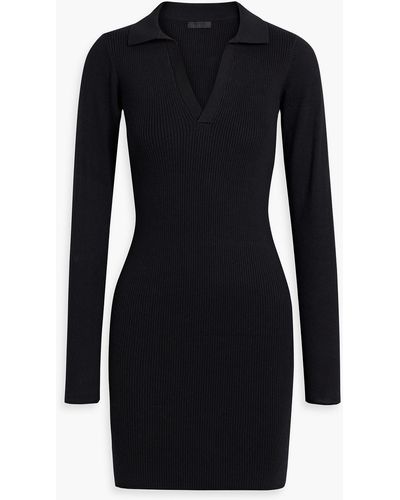 ATM Cotton And Cashmere-blend Mini Dress - Black