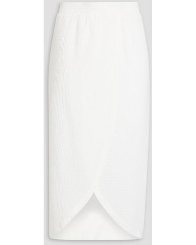 Melissa Odabash Molly Wrap-effect Crinkled Crepe Midi Skirt - White