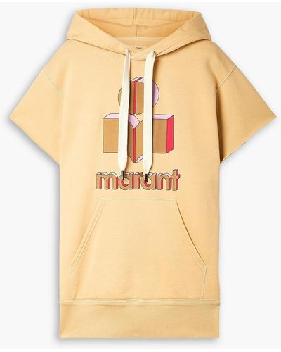 Isabel Marant Milesy Logo-print Cotton-blend Jersey Hoodie - Yellow