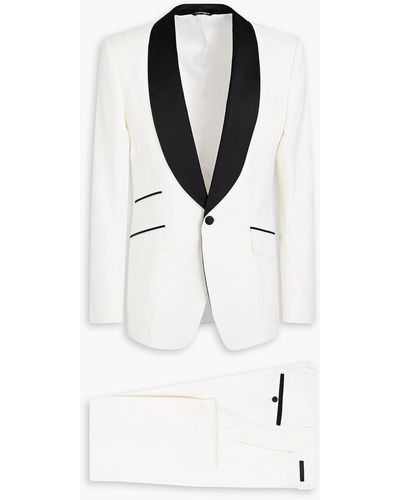 Dolce & Gabbana Satin-paneled Wool-blend Twill Suit - White