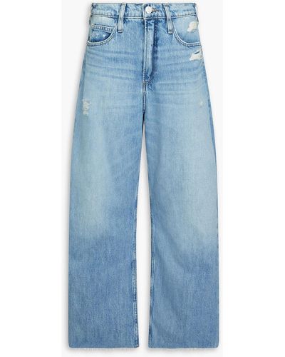 FRAME Le High Distressed Faded High-rise Wide-leg Jeans - Blue