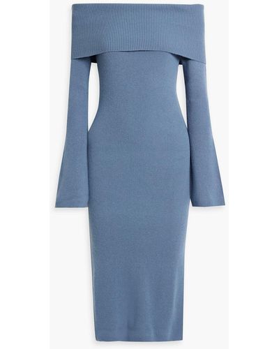 NAADAM Off-the-shoulder Wool And Cashmere-blend Midi Dress - Blue