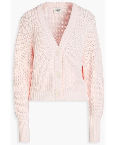 Claudie Pierlot Machine Ribbed Cotton-blend Cardigan - Pink