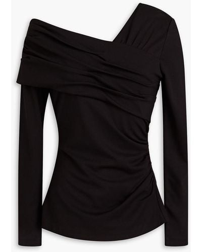 Diane von Furstenberg Dolores One-shoulder Ruched Jersey Top - Black