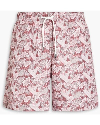 Canali Short-length Printed Swim Shorts - Pink