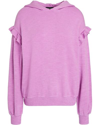 Monrow Ruffled French Terry Hoodie - Pink