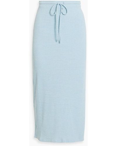 Jonathan Simkhai Lilana Mélange Ribbed-knit Midi Skirt - Blue