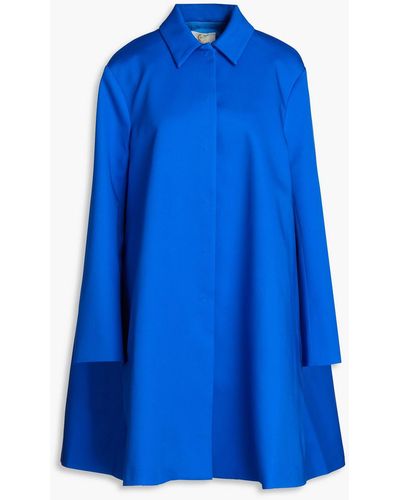 Sara Battaglia Cotton-blend Twill Coat - Blue