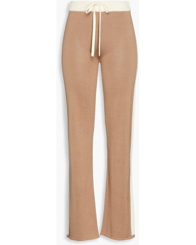 Monrow Two-tone Cotton And Modal-blend Track Pants - Natural