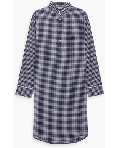 Derek Rose Checked Cotton-twill Pyjama Top - Blue