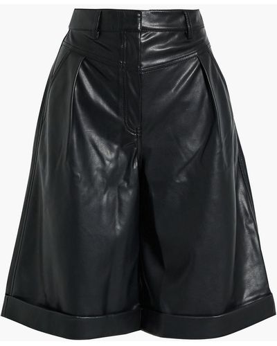 Jonathan Simkhai Pleated Faux Leather Shorts - Black