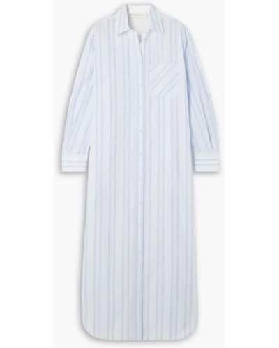 See By Chloé Gestreiftes hemdkleid aus baumwollpopeline in midilänge - Weiß