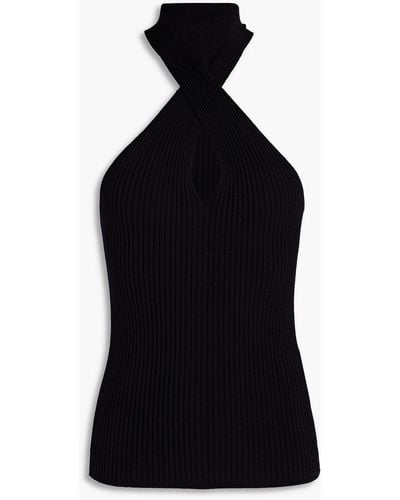 MSGM Ribbed-knit Turtleneck Top - Black