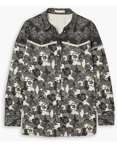 Brock Collection Tersia bedrucktes hemd aus einer leinen-baumwollmischung - Schwarz