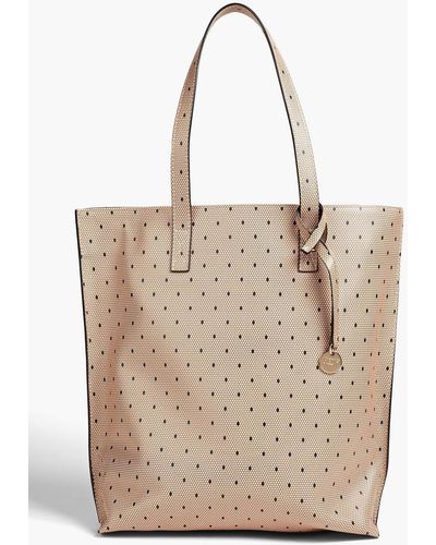 Red(V) Printed Leather Tote - Natural