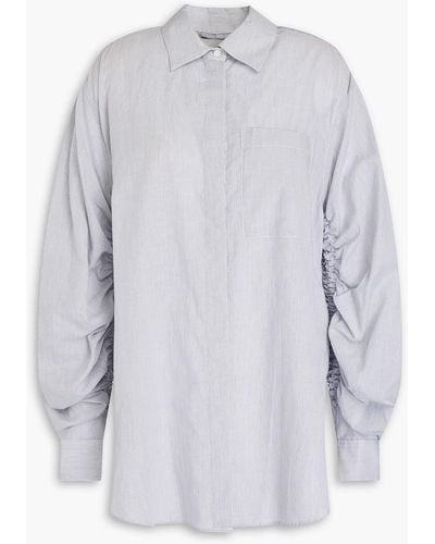 3.1 Phillip Lim Ruched Striped Cotton-poplin Shirt - White