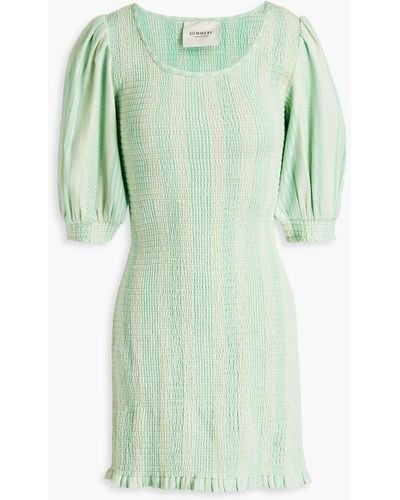 Summery Copenhagen Alisha Gathered Cotton-jacquard Mini Dress - Green