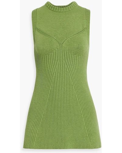 Jil Sander Ribbed Cotton-blend Top - Green