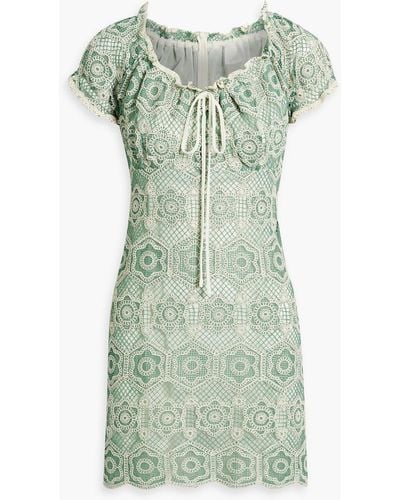 Anna Sui Cotton-blend Crocheted Lace Mini Dress - Green