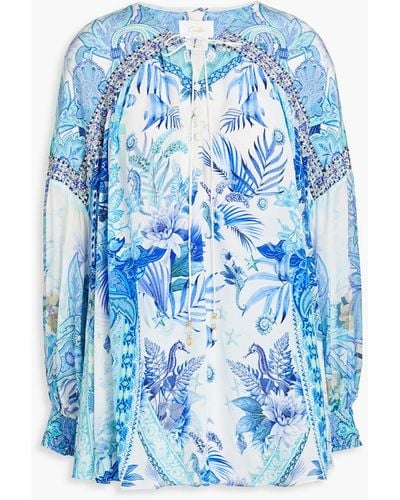 Camilla Bedruckte bluse aus crêpe de chine aus seide - Blau