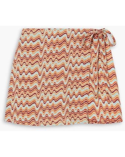 Faithfull The Brand Eridani Skirt-effect Printed Linen Shorts - Pink