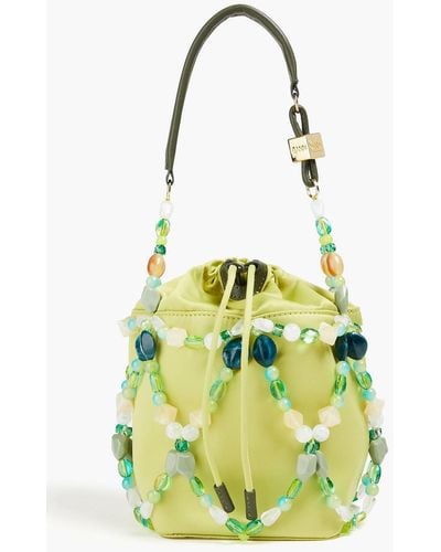 Ganni Embellished Shell Bucket Bag - Green