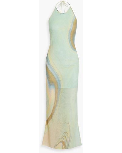 Jonathan Simkhai Mischa Printed Knitted Halterneck Maxi Dress - Green