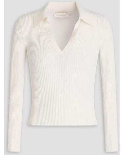 Zimmermann Ribbed Jersey Polo Shirt - White