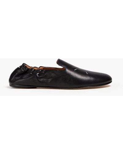 Maison Margiela Embroidered Leather Loafers - Black