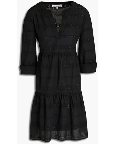 Heidi Klein Tiered Broderie Anglaise Cotton Mini Dress - Black