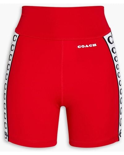 COACH Jacquard-trimmed Logo-print Stretch Shorts - Red
