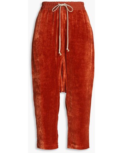 Rick Owens Cropped Cotton-velvet Tapered Pants