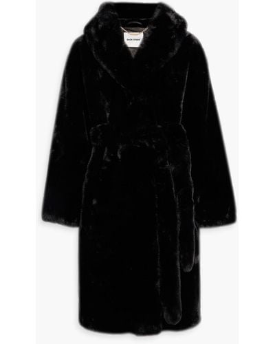 Each x Other Double-breasted Faux Fur Hooded Coat - Black