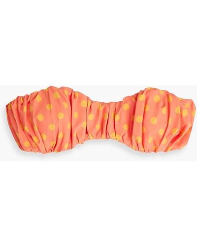 Caroline Constas Leila bandeau-bikini-oberteil mit polka-dots und raffung - Orange