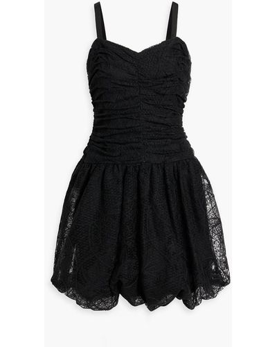 Anna Sui Ruched Lace Mini Dress - Black