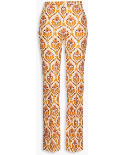 Rabanne Printed Cotton-blend Straight-leg Pants - Orange