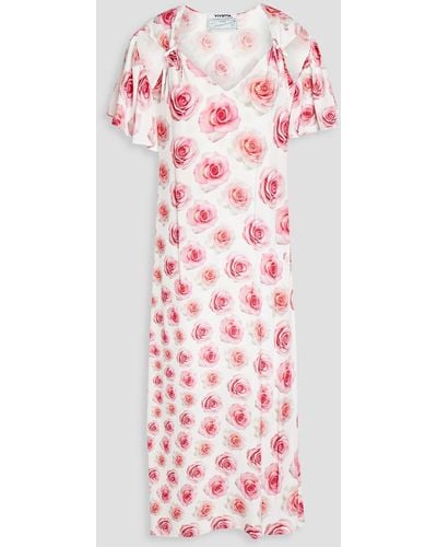 Vivetta Midikleid aus crêpe mit floralem print, schleife und cut-outs - Pink